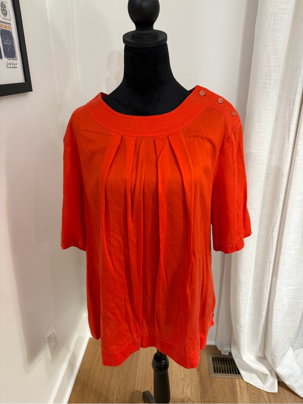 Talbots Orange Pleated Button Shoulder Top 22W
